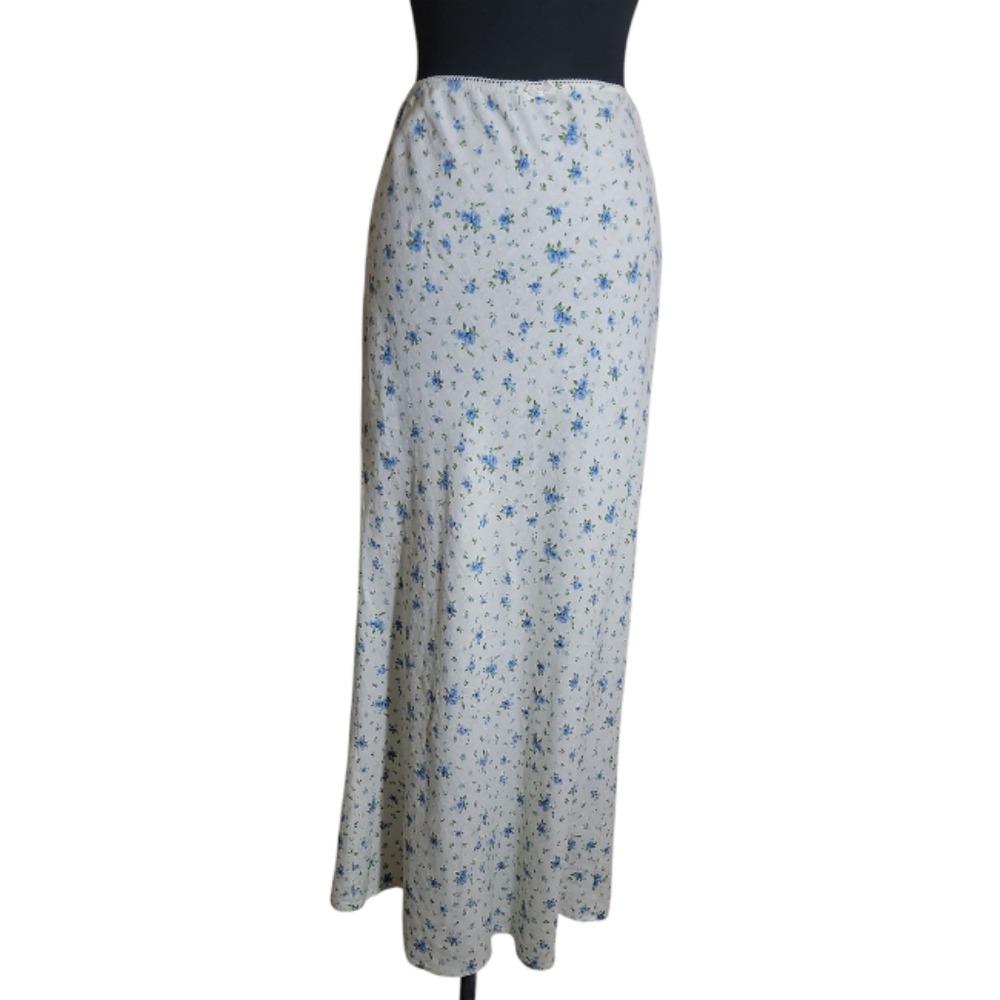 FINAL PRICE Wild Fable green floral print linen blend maxi skirt size mudium